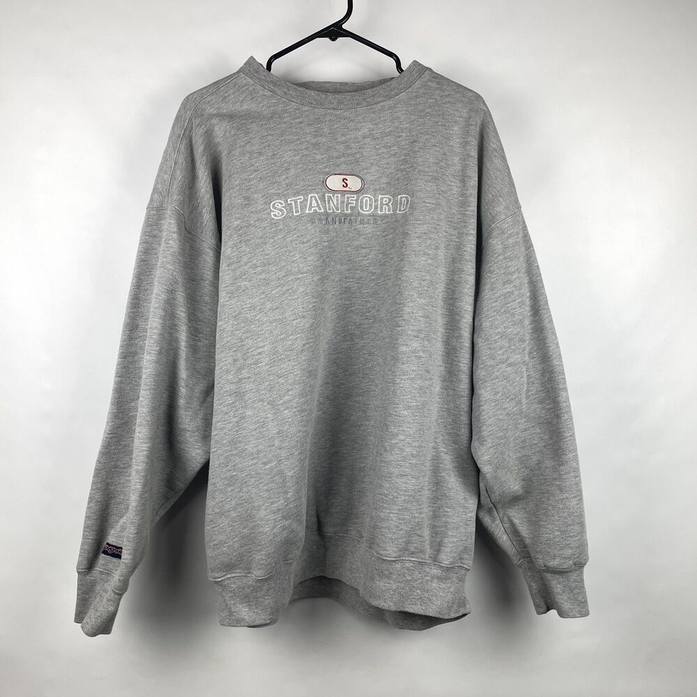 VTG 90s Y2K JanSport Stanford Grandfather Crewneck Sweatshirt Grey XXL
